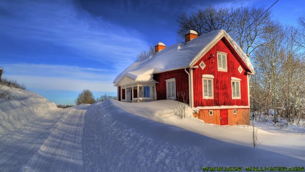 Snowy house