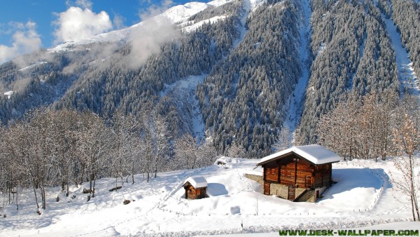 At the foot of the mountain with small house