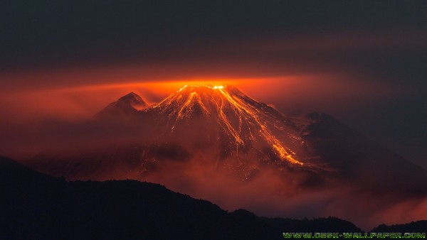 Glowing volcano