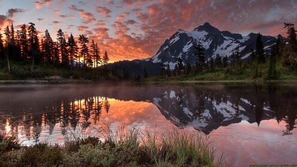 Lake under sunset