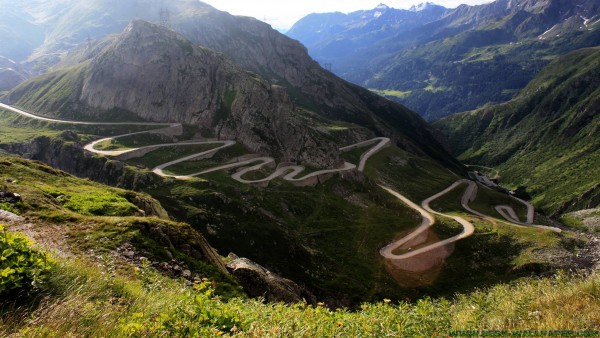 Winding road to the top of the mountain