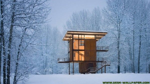 House in the middle of winter