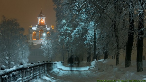 Walk through in the quiet winter night